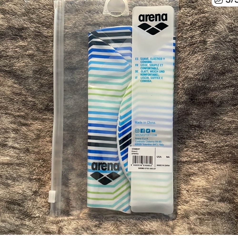 Arena Stripe Patterned Silicone Swim Cap